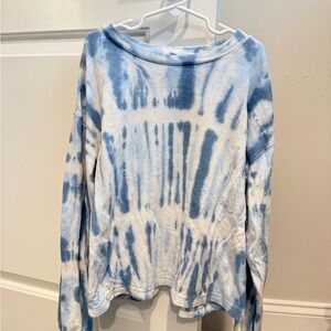 Athleta Girls Blue and White Tie-Dye Sweatshirt with cute open back top